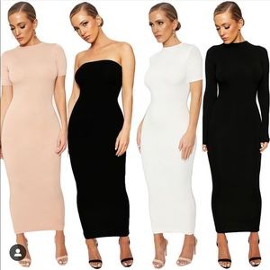 Naked Wardrobe nude maxi dress - short sleeves